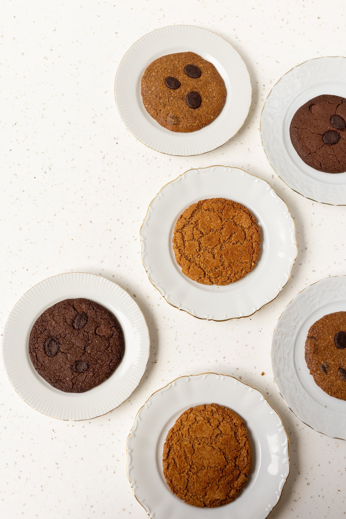 cookies, keuze uit choco chip, dubbel choco en ginger cookies